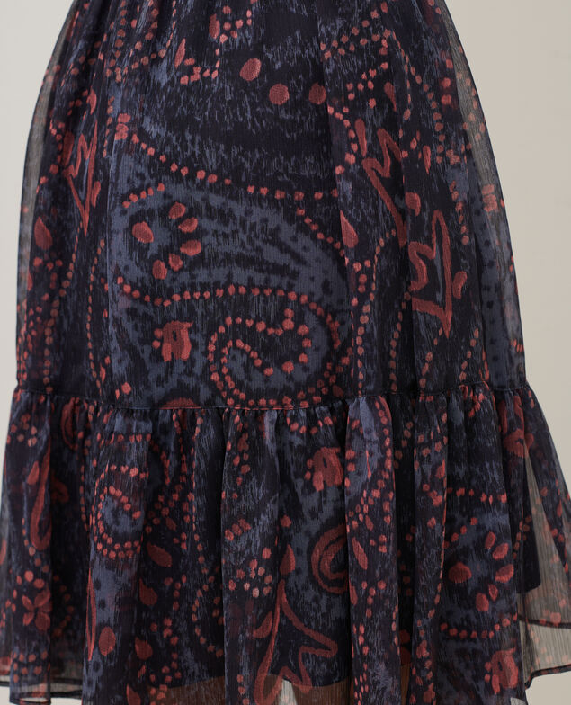 Kurzer fließender Rock A683 print ikat navy