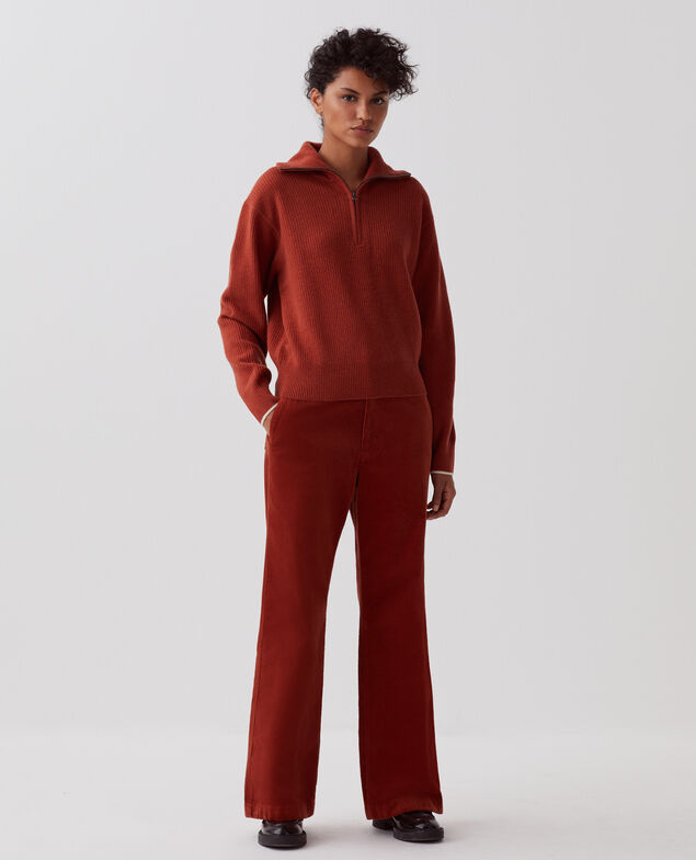 Rollkragenpullover mit Reißverschluss aus Wolle U270 orange
