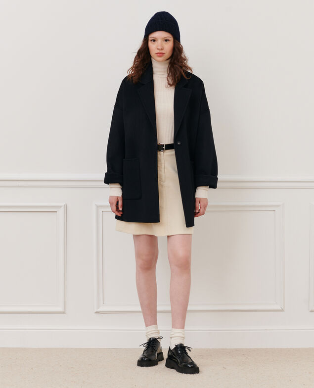 Kurzer Mantel aus Mischwolle 09 black
