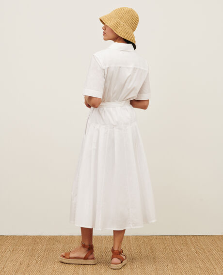 Midi-Kleid aus Baumwolle 0007 white 3sdr041c12