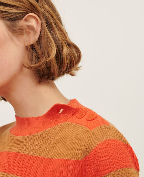 Kurzärmliger Pullover aus Leinen 0240 tiger lily stripes 3sju093l01