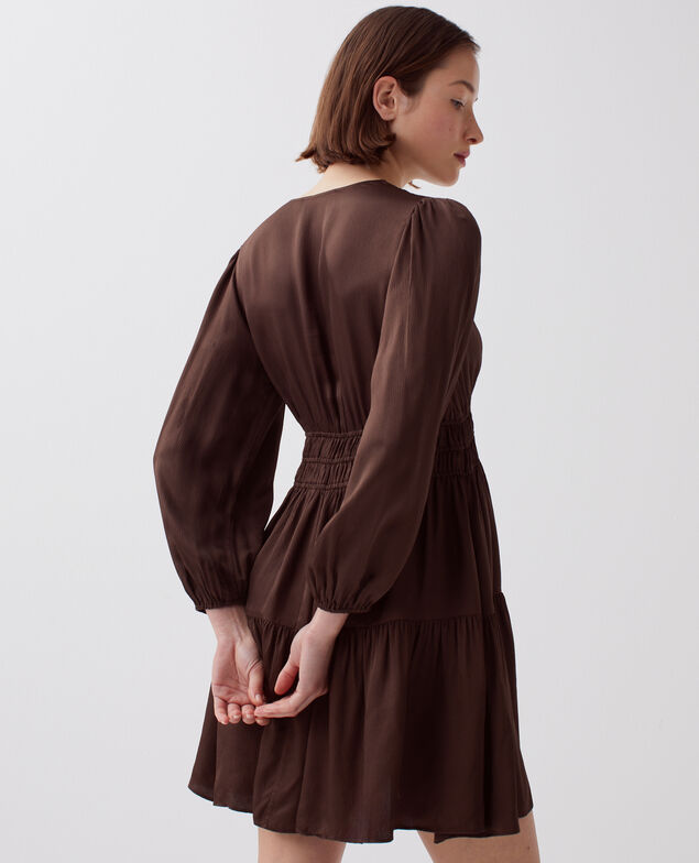 Kurzes Kleid mit fließendem Fall I390 coffee bean