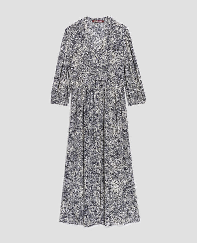 Langes fließendes Kleid H690 micro fl navy