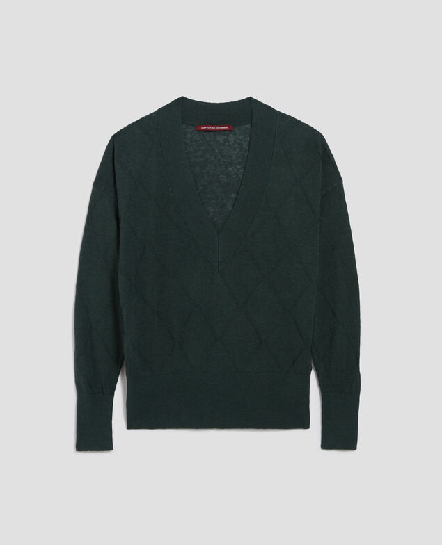 Pullover mit V-Ausschnitt und langen Ärmeln J590 spruce green