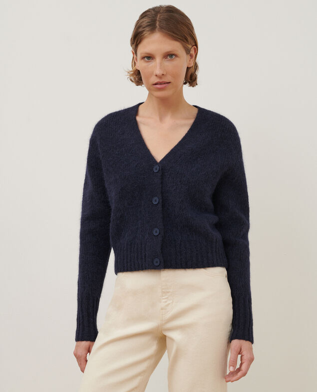 Cardigan aus Alpakamischwolle A692 navy