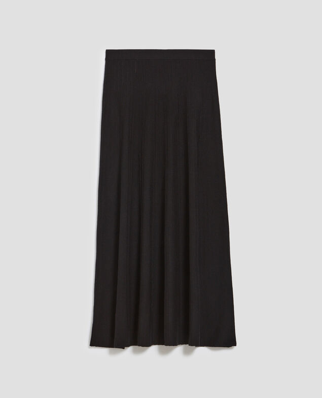 Langer Rock aus Merinowolle H091 black beauty