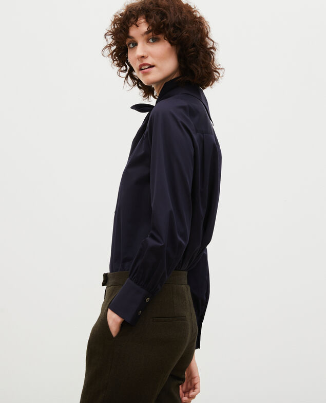 Baumwollbluse mit abnehmbarem Tuchkragen Night sky