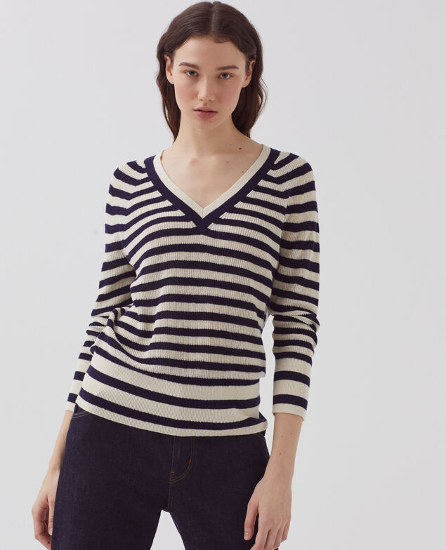 Pullover mit V-Ausschnitt aus Leinen H693 thin baritone