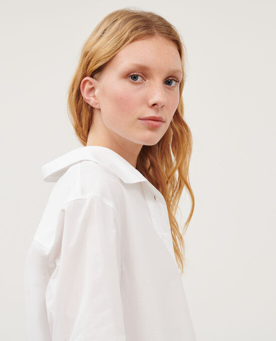 Weite Kaftan-Bluse aus Baumwolle 0007 WHITE