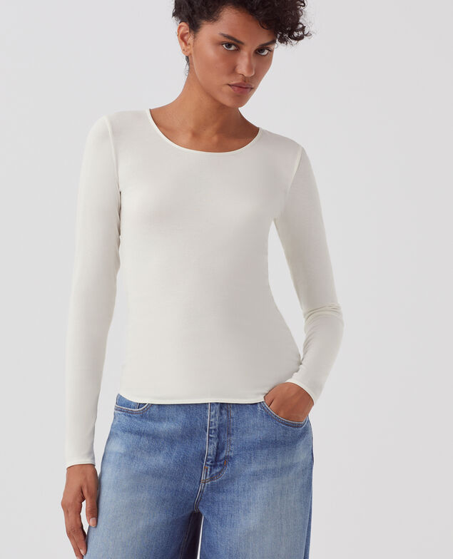 Enganliegendes T-Shirt A040 ivory