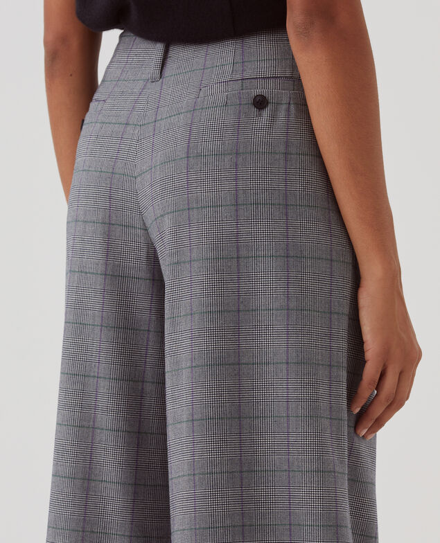 YVONNE – Weite Hose mit Steppfalten I033 check grey
