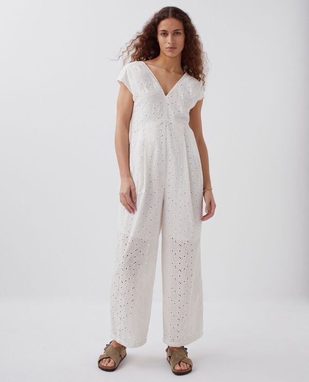 Jumpsuit mit Lochstickerei H003 white
