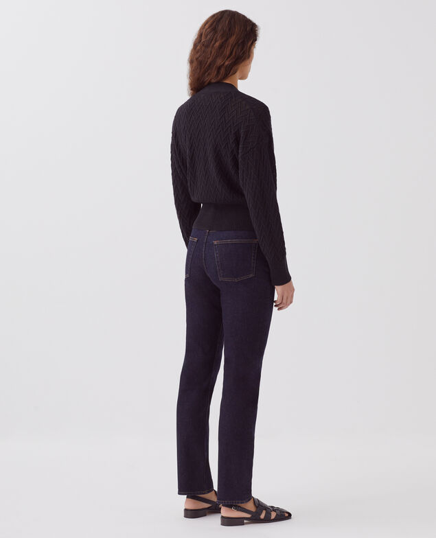 Cardigan mit V-Ausschnitt aus Leinen H091 black beauty