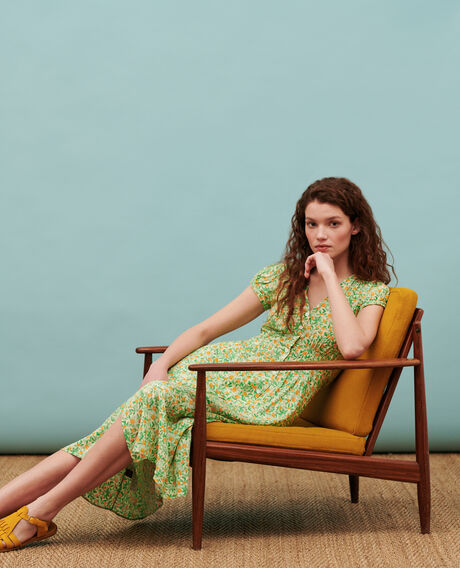 LUDIVINE - Fließendes langes Kleid 0420 zest yellow 3sdr167v02