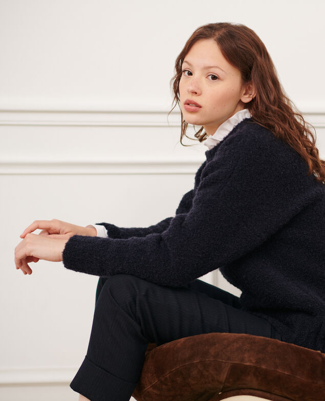 Pullover aus Mischwolle mit Rundhalsausschnitt 8841 69 navy