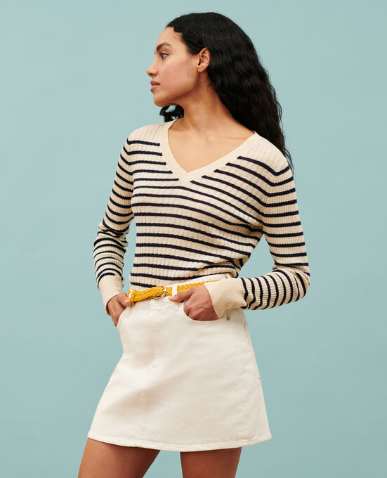 Marinepullover aus Leinen 0692 NIGHT_SKY_STRIPES