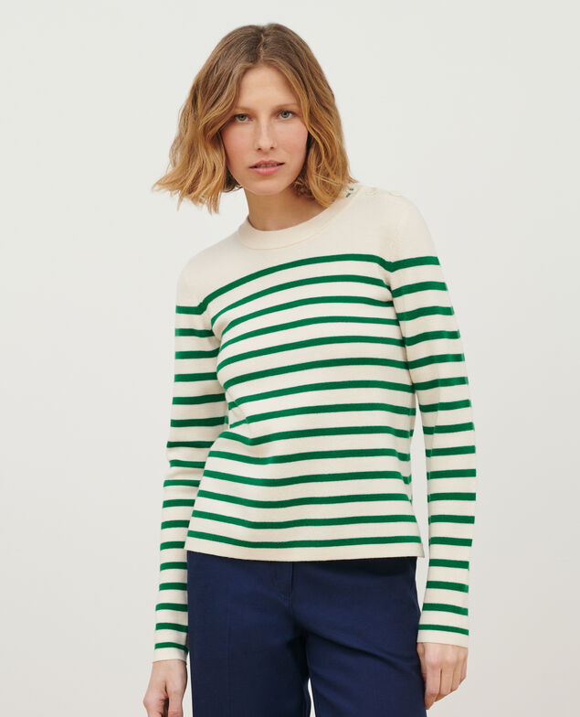 MADDY - Pullover aus Merinowolle im Marinelook A553 green stripe 2wju244w21