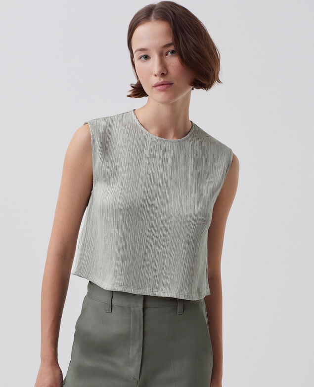 Ärmelloses strukturiertes  Top J050 shadow gray