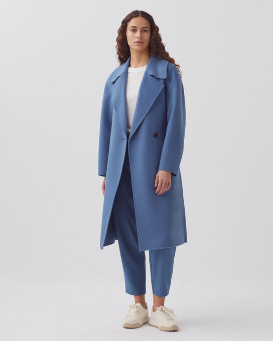 Doppelseitiger Mantel aus Wolle und Kaschmir A601 LT BLUE INFINITY