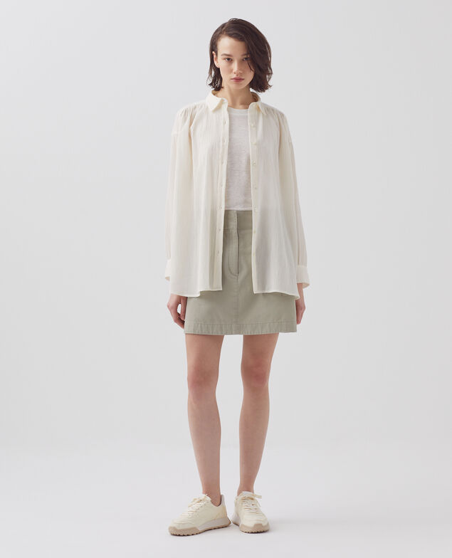 Bluse aus Plissée-Baumwolle H303 white swan
