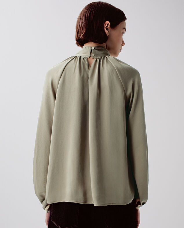 Fließend fallende Bluse mit seidigem Griff I560 covert green