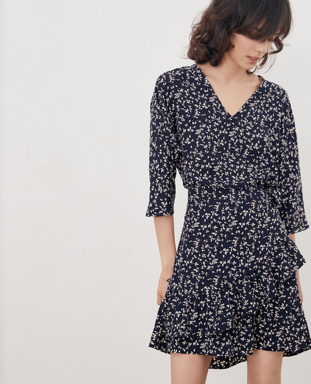 Bedrucktes Cache-coeur-Kleid Canopee marine