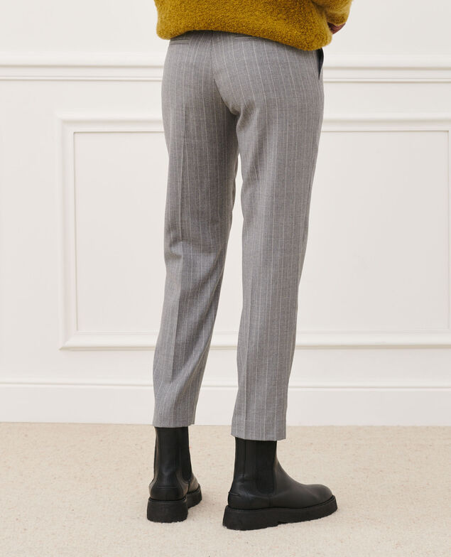 MARGUERITE - Zigarettenhose 6005 light grey stripe Peasy