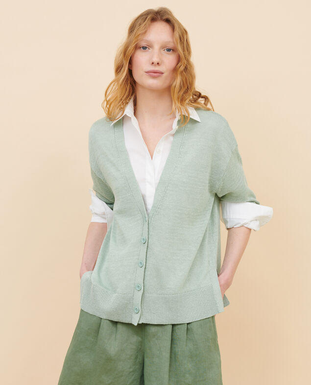 Cardigan aus Leinen 50 green