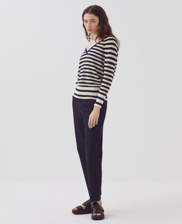 Pullover mit V-Ausschnitt aus Leinen H693 thin baritone