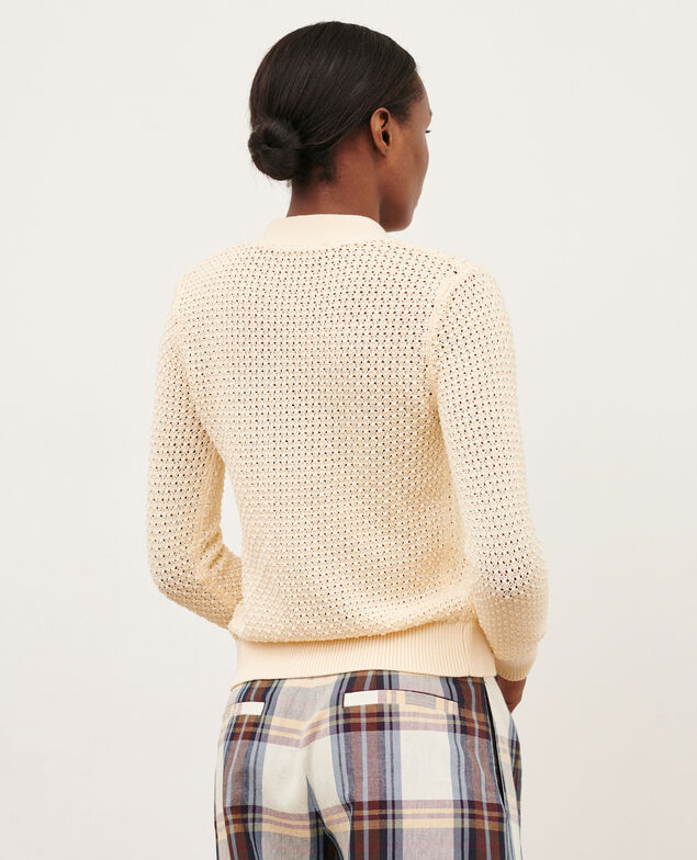 Lochmuster-Cardigan aus Baumwolle 0401 ivory