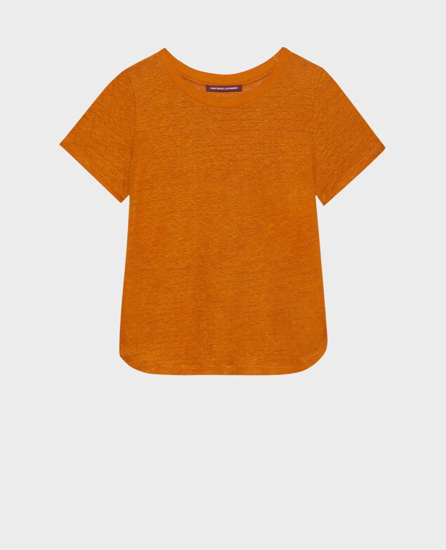 AMANDINE - T-Shirt mit Rundhalsausschnitt aus Leinen 29 orange