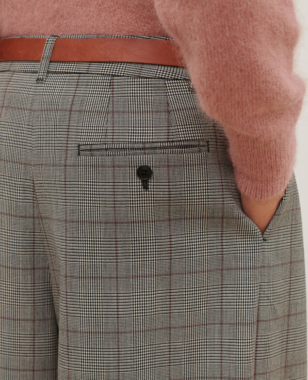 YVONNE - Weite Hose aus Wolle A030 grey check 3wpa010w04