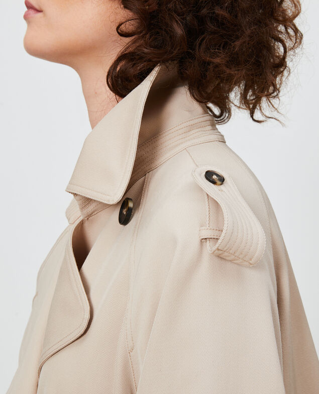 Oversize-Trenchcoat aus fließender Wolle Oxford tan