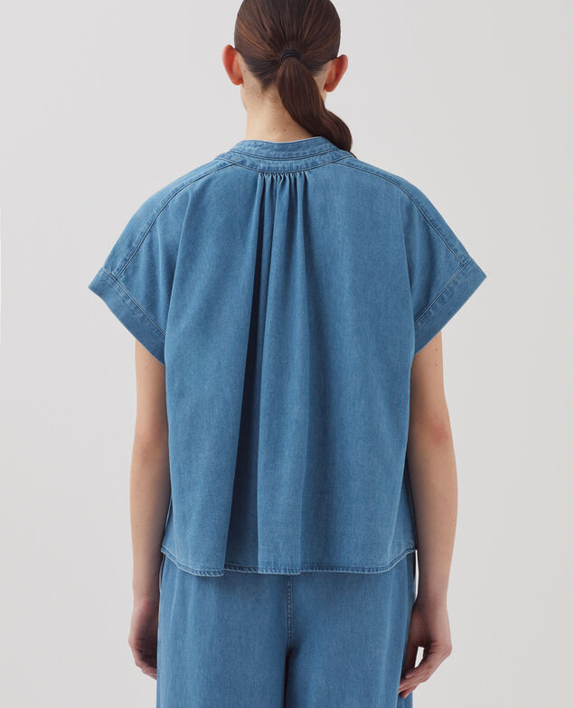 Oversize Bluse aus Baumwolle J630 blue wash