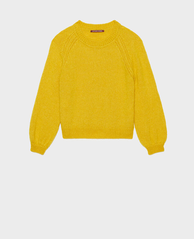 Weiter Wollpullover mit U-Boot-Ausschnitt Lemon curry