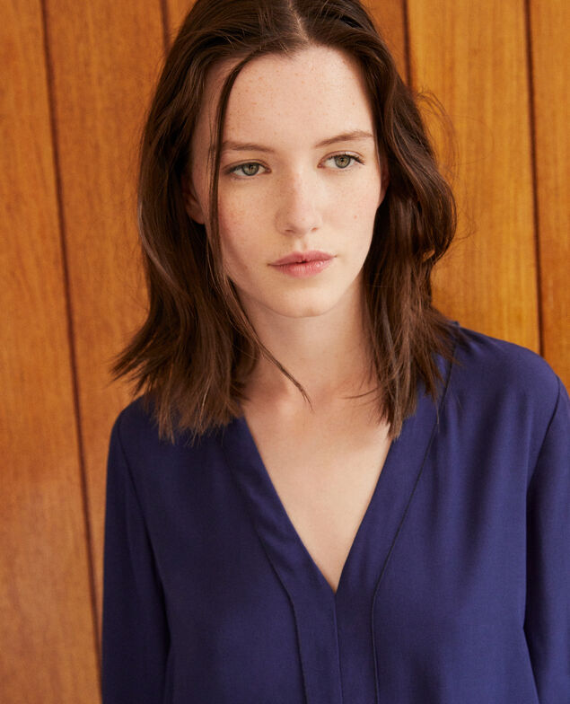 Bluse mit V-Ausschnitt Medieval blue