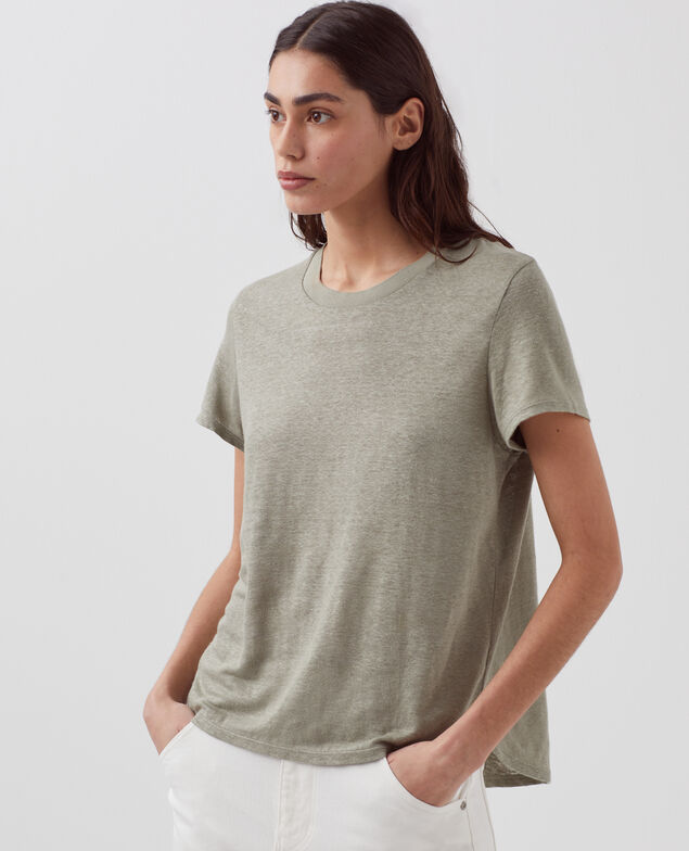 AMANDINE - T-Shirt mit Rundhalsausschnitt aus Baumwolle H050 vetiver