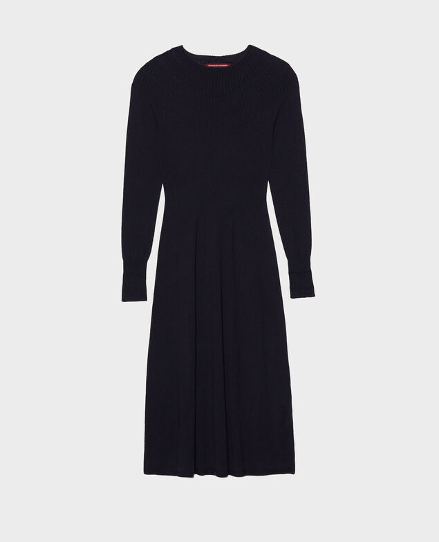 Ausgestelltes Kleid aus Merinowolle Night sky