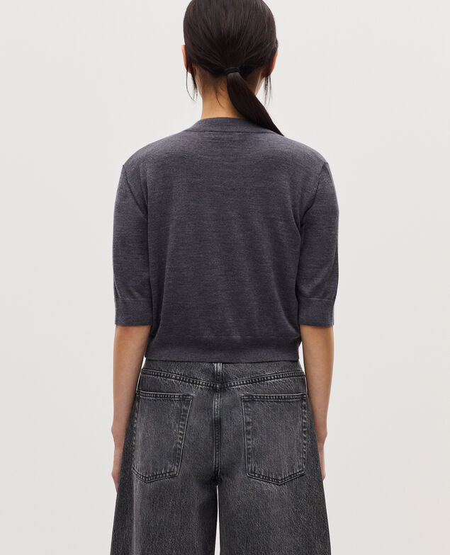 Cardigan aus Merinowolle und Seide K071 rabbit gray