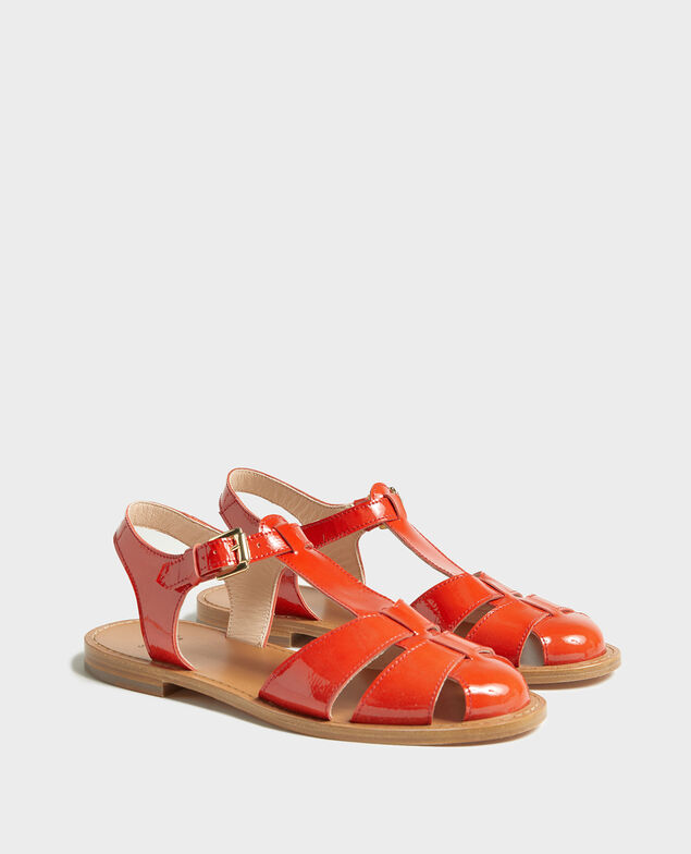Sandalen aus Lackleder Fiery red