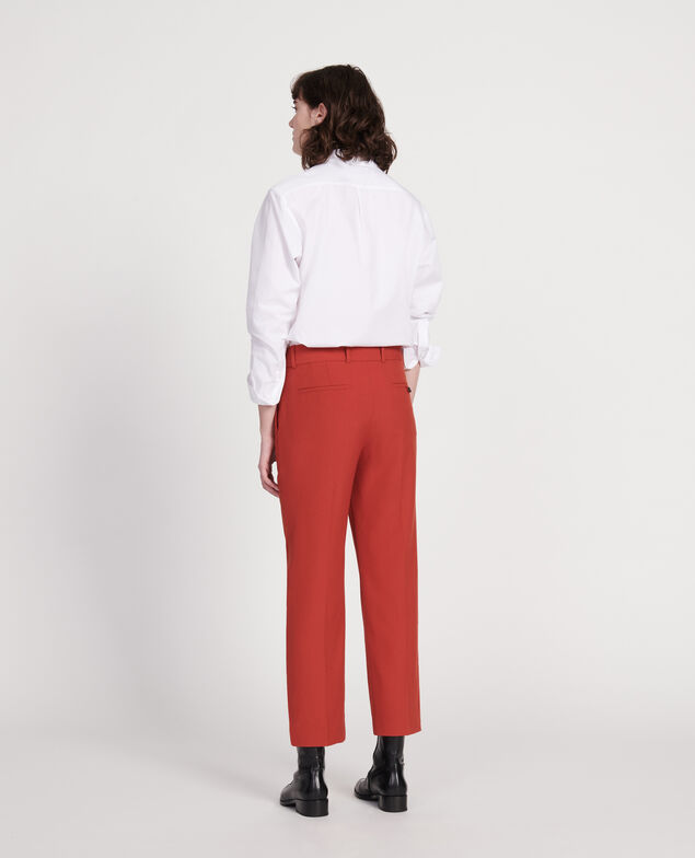 Maskuline Hose aus glatter Wolle Ketchup