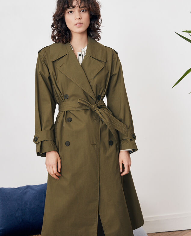 Loose fitTrenchcoat Dark kaki