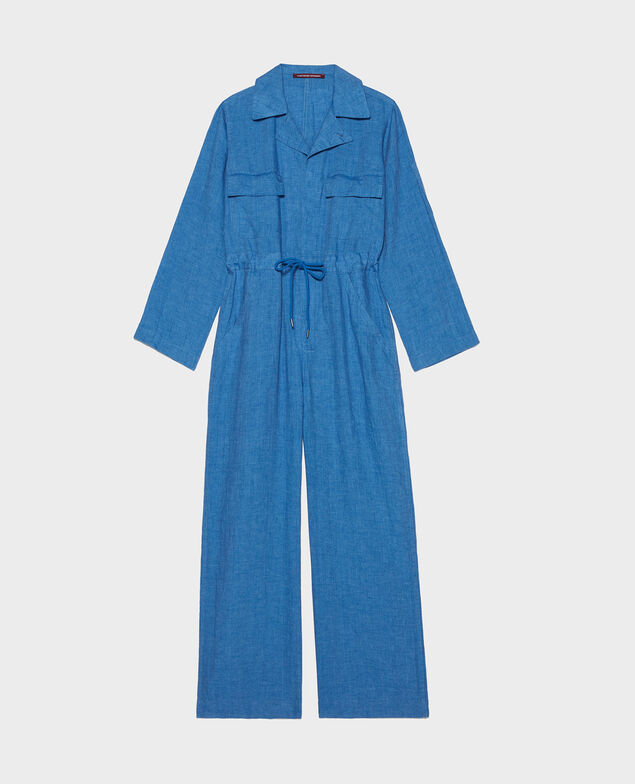 Langer Jumpsuit aus Leinen Indigo