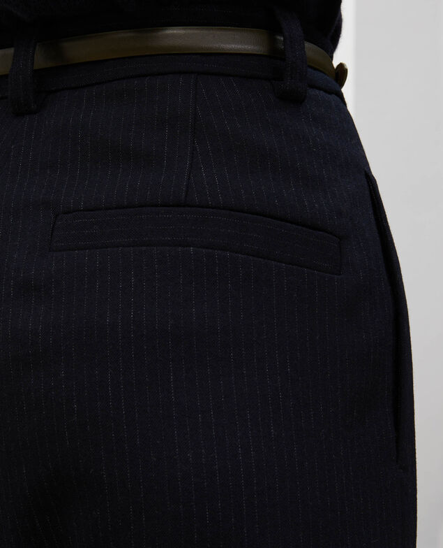YVONNE - Hose weite Wollhose mit hoher Taille Stripes night sky