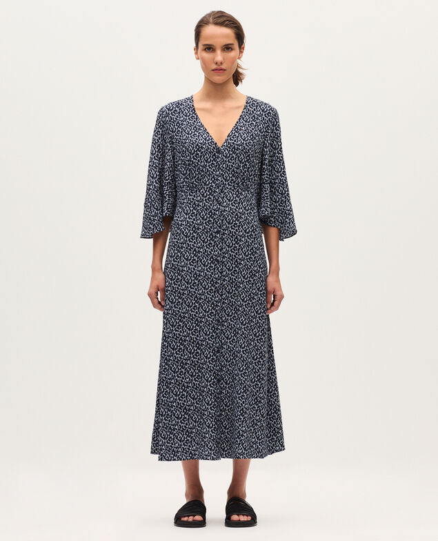 Langes fließendes Kleid K621 leo blue