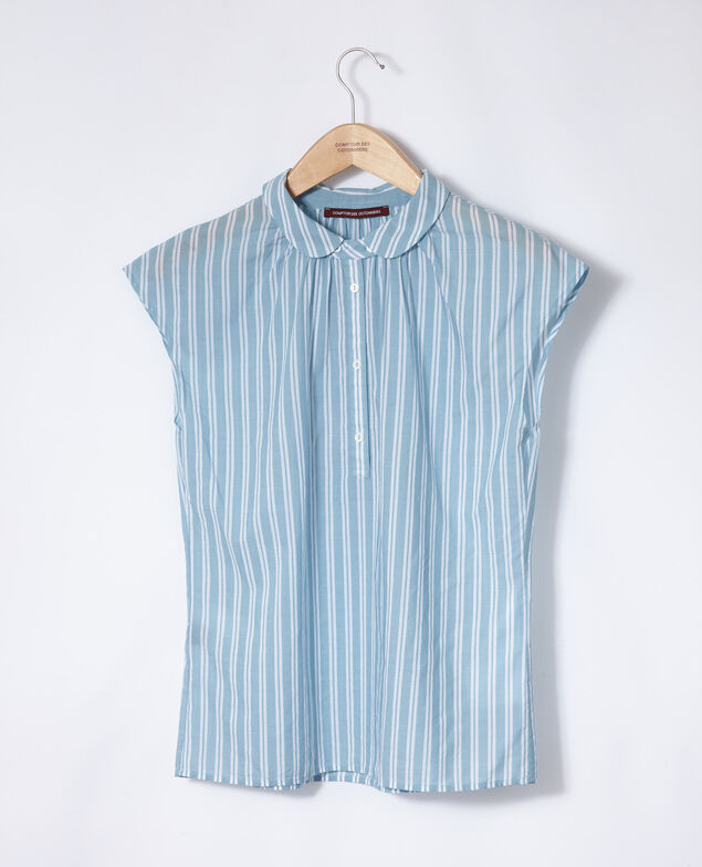 Bluse mit Rundhalsausschnitt Adriatic/off white stripes