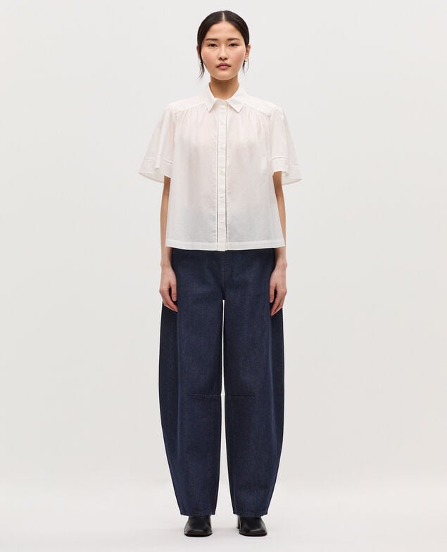 Bluse aus Baumwoll-Voile H013 gardenia