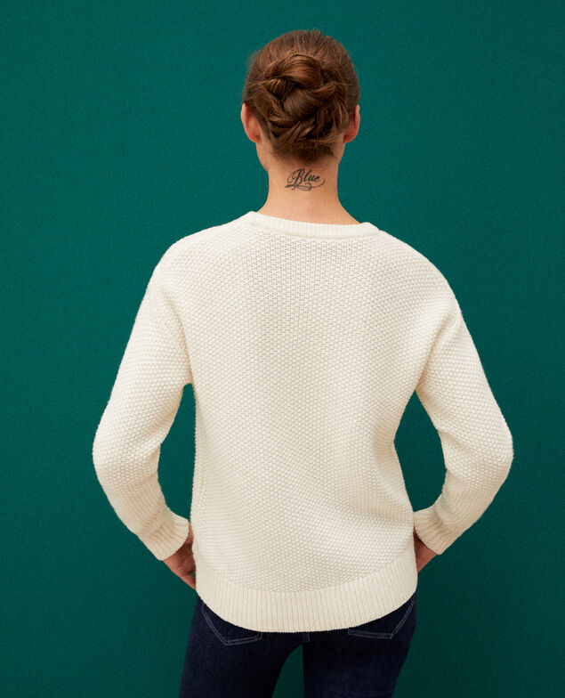 Pullover mit Zopfmuster Weiß
