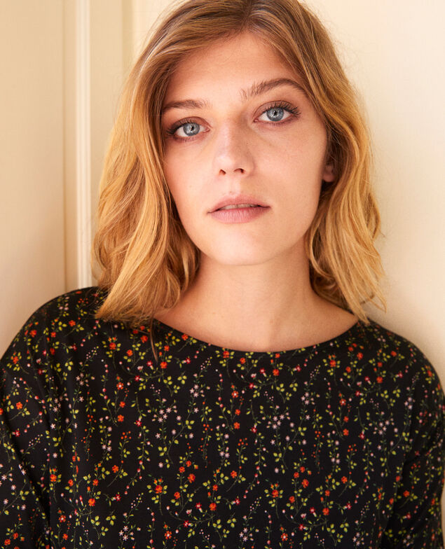 T-Shirt mit Liberty-Motiv Daphne noir