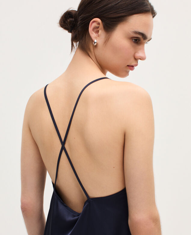 Langes satiniertes Nuisette-Kleid H695 night sky